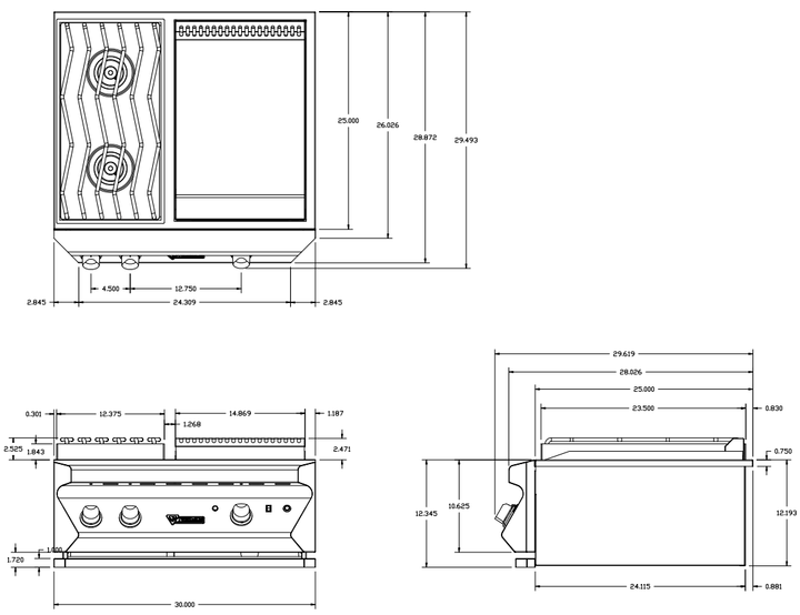 Twin Eagles 30-Inch Built-In Stainless Steel Gas Grill Dine and Breakfast Club outdoor kitchen empire