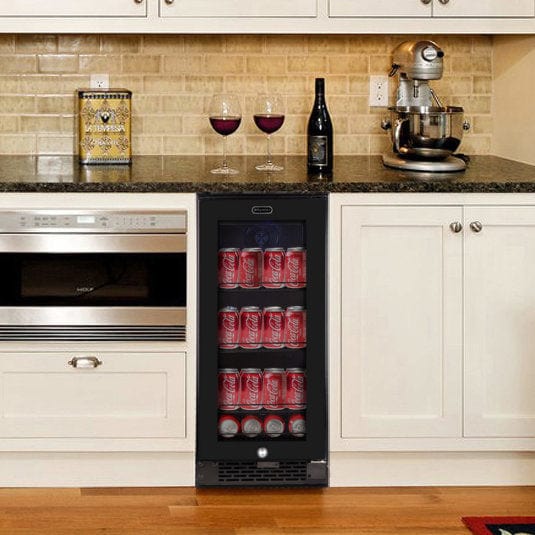 Whynter BBR-801BG Built-in Black Glass 80-can capacity 3.4 cu ft. Beverage Refrigerator outdoor kitchen empire