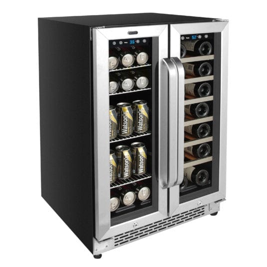 Whynter BWB-2060FDS 24″ Built-In French Door Dual Zone 20 Bottle Wine Refrigerator 60 Can Beverage Center outdoor kitchen empire