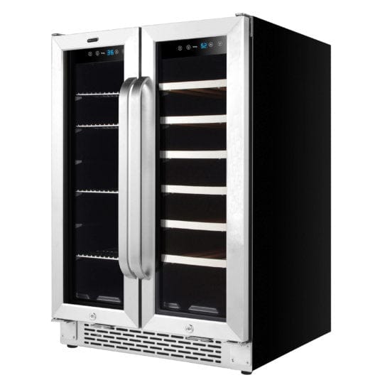 Whynter BWB-2060FDS 24″ Built-In French Door Dual Zone 20 Bottle Wine Refrigerator 60 Can Beverage Center outdoor kitchen empire