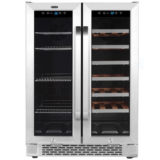 Whynter BWB-2060FDS 24″ Built-In French Door Dual Zone 20 Bottle Wine Refrigerator 60 Can Beverage Center outdoor kitchen empire