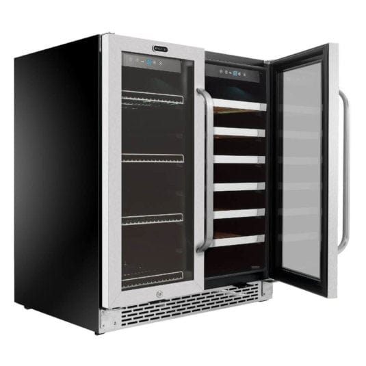 Whynter BWB-3388FDS 30″ Built-In French Door Dual Zone 33 Bottle Wine Refrigerator 88 Can Beverage Center outdoor kitchen empire