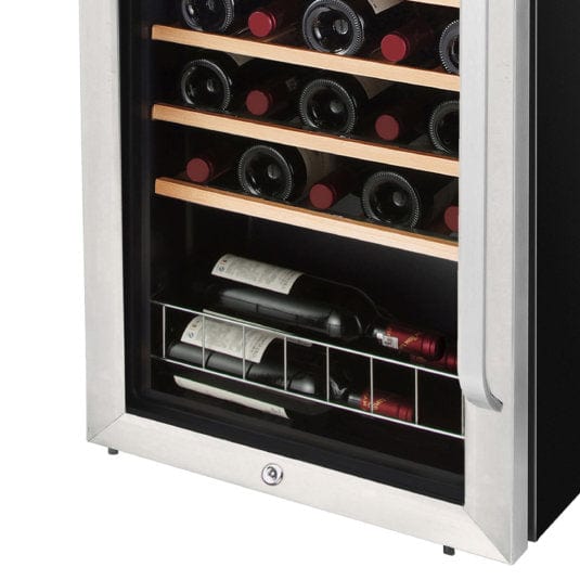 Whynter FWC-341TS 34 Bottle Freestanding Stainless Steel Wine Refrigerator with Display Shelf and Digital Control outdoor kitchen empire